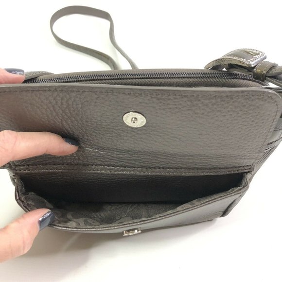 Brighton Croc Embossed Leather Purse Pewter Gray - Picture 8 of 12